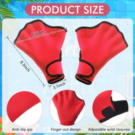 Hungdao Water Aerobics Set for Aquatic Exercise 1 Pair Swimming Glove 2 Pcs Foam Swim Aquatic Cuffs Water Weights Pool Resistance Fitness Equipment for Swimming Training Water Workouts (Red)