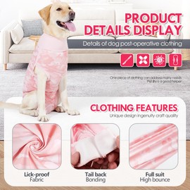 JOHNBOLIN Dog Recovery Suit, Spay Surgical Onesie for Female Dog After Surgery Anti-Licking, Pet Recovery Shirt for Male Dog Alternative E-Collar&Cone (Camouflage Powder, X-Small)