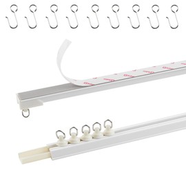 TYRON Adhesive Curtain Track Ceiling or Wall Mount(128"/ 10.7 FT), Ceiling Track Room Divider, Self Adhesive Curtain Rod No Drill, Screws or Tools, Curtain Hangers No Damage