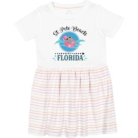 inktastic St Pete Beach Florida Vacation Gift Toddler Dress 3T White with Stripes 369c7