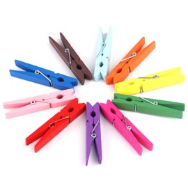 Z ZICOME 3" Multi Colored Clothespins Wooden Clothes Pins for School Classroom Crafts, 50 Pack
