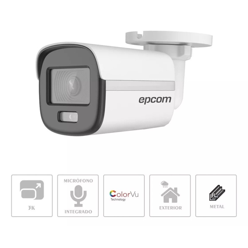 Epcom Cámara Bala 5mp 3.6mm Micrófono Integrado Fullcolor 24/7 Color
