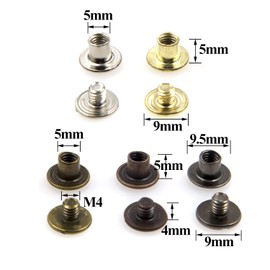 100 Sets Chicago Screws Assorted Kit 5 Color Leather Rivets Screw Rivets Flat Fillister Book Binding Posts Nail Rivet Chicago Bolts for DIY Leather Craft Black Silver Golden Bronze (Colours 5×5mm)