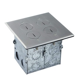 Floor Box Coin Open Kit by Enerlites 975510-SS Electrical Outlet Receptacle, 2-Gang 20A Tamper/Weather Resistant Duplex Receptacle, Stainless Steel Cover Plate