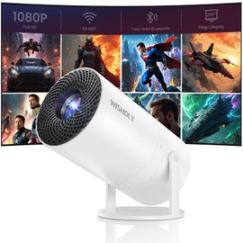 Mini Projector with WiFi and Bluetooth, Portable Movie Projector with 180° Rotatable, 1080P HD Supported, Auto Vertical Keystone, Compatible with Smartphone, TV Stick, Laptop, HDMI, USB