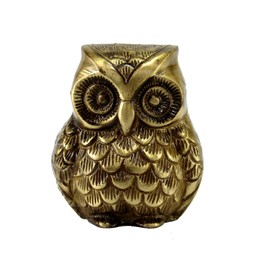 eSplanade Brass Owl Ullu Decor Showpiece - 3.75 inches | Vintage Home Decorative | Goodluck Charm | Fengshui | Vastu