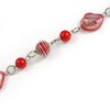 Avalaya Glass and Shell Bead with Silver Tone Metal Wire