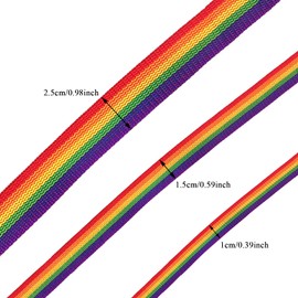Liekadijiae 3 x Rainbow Ribbon 1 cm, 1.5 cm and 2.5 cm Rainbow Ribbon Grosgrain, Double Sided Rainbow Ribbons, Silk Ribbons Decorative Ribbon, for Wrapping Gifts, DIY Crafts Sewing, 20 m / Rolls