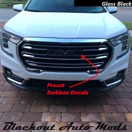 Blackout Auto Mods For 2022-2024 GMC Terrain Gloss Black Precut Emblem Overlay Decals - Set of 2