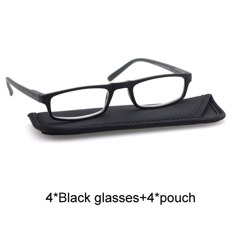 MODFANS Reading Glasses Black +2.5-4 Pairs Fashion Readers Narrow Frame