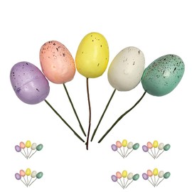 FloristryWarehouse Easter 5cm/2 Inch Egg Decoration Picks Pastel Colours Speckled Black Pack of 30