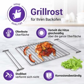 Viоks.pro Cooking Grate, Oven Grate, 315 x 350-560 mm, Extendable Oven Rack & Stainless Steel Grid, Adjustable Baking Rack for Oven