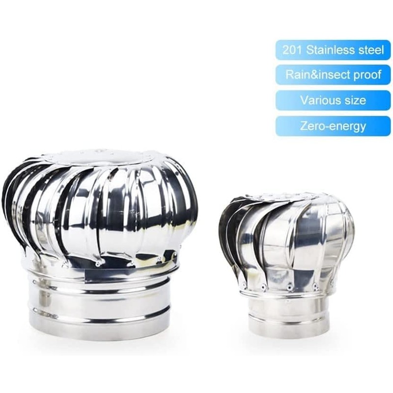 Stainless Steel 201 Non Power Roof Ventilator, Wind Turbines Attic