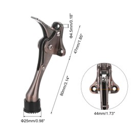 uxcell Kickdown Door Stop, One Touch Kickdown Door Stopper Holder with Non-Slip Rubber Tip and Screws, 4-Inch Metal Door Kickstand for Bottom of Door, Brown