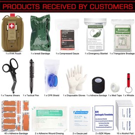 Upgrade Laser Cut Ifak Trauma Kit Emergency Survival First Aid Kits, Molle Rip Away EMT Medical Kit for Military Camping Hiking Travel (Tan)