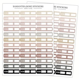 Neutral Work Hours Quarter Box Stickers, Aesthetic Work Shift Tracker Planner Stickers, 1.5" x 0.35" Size, Two Sheets Included, 72 Total Stickers, Daily Schedule