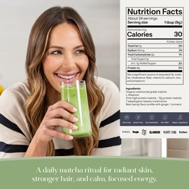 Kroma’s Beauty Matcha Latte Powder 0.60 Oz, 17g, 7 Servings – Collagen Ceremonial Grade Matcha Green Tea with Protein for Glowing Skin & Hair Support w/ Bovine Collagen, Ginger & Turmeric - Premium Matcha Powder w/ Adaptogenic Mushrooms