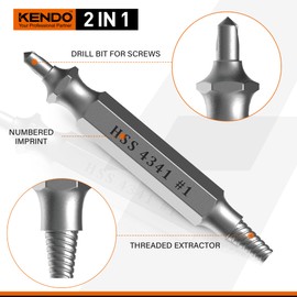 KENDO Damaged Screw Extractor Set - Remover for Stripped Screws Nuts & Bolts, Drill Bit Tools for Easy Removal of Rusty & Broken Hardware, 6PC HSS Drill Bit Bolt Extractor Kit, Superb Gifts for Men