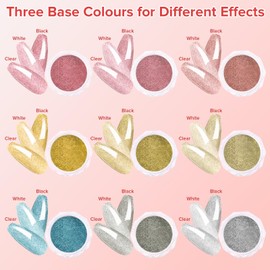 Furuising 9 Farben Chrome Nail Powder, Crome Pulver Nägel mit Spiegeleffekt Metallic, Glitzer Pigment für Nägel mit 9 Schwammpinseln Geliefert, Gold Silver Rosa Blau für DIY Nageldesign, Nagelstudio