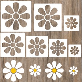7 Pieces Flower Stencils - Reusable Floral Daisy DIY Art Craft Stencils for Painting on Wood, Canvas, Wall, Fabric, Scrapbooking Card & Home Decor (Big Daisy)