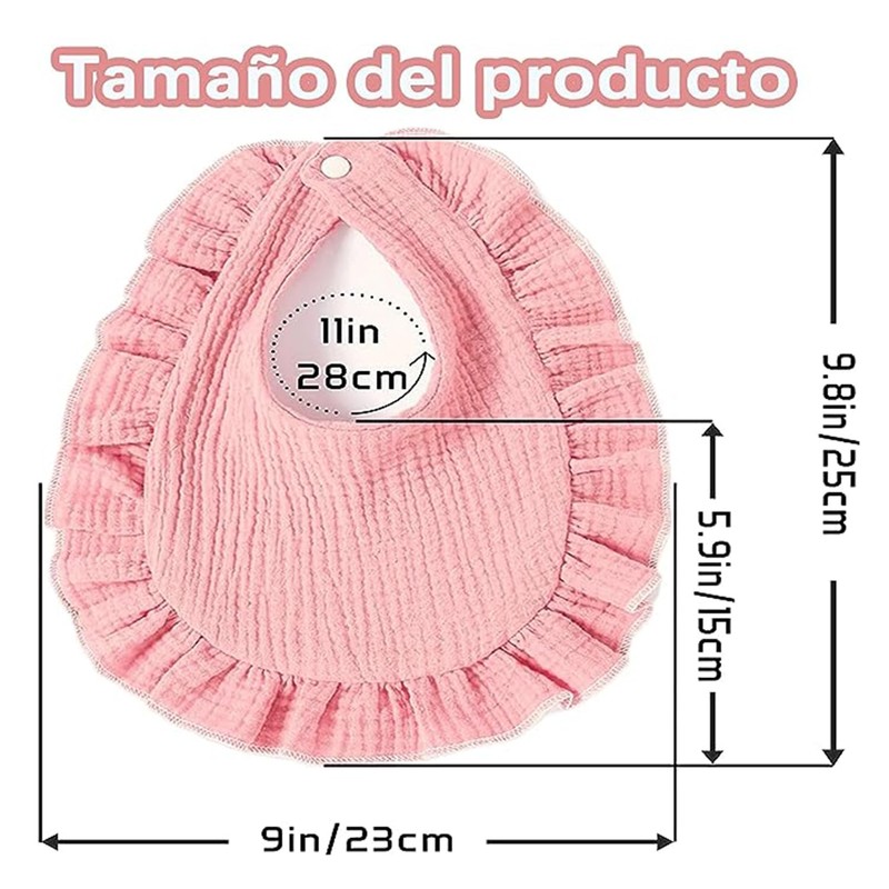 5 Pcs Baberos para Bebé, Baberos de Algodón, Color Liso,
