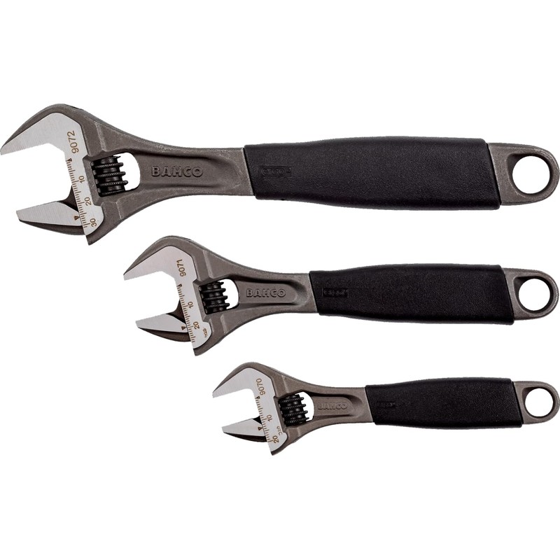 Bacho Alloy Steel Metric Adjustable Wrench Set (Pack of 3)