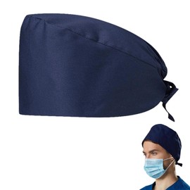 1 Pcs Surgical Cap, Surgical Cap Adjustable Cotton Scrub Hat, Breathable Medical Doctor Nurse Cap for Men and Women, Comfortable for Long Wear(Navy blue)