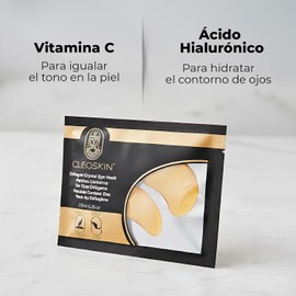 CLEOSKIN Parches Antiojeras 24K Colágeno. Reduce Ojeras, Bolsas e Hinchazón. Hidratantes para Contorno de Ojos. Pack 25 Tratamientos par alineas finas. Reutilizables hasta 3 usos