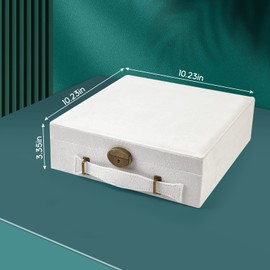Somduy Jewelry box, 2 Layers, Jewelry Storage and Display Box, Large Capacity Double Row Necklace Storage,with Handle, with Lock,Gift for Your Loved Ones, Snow White