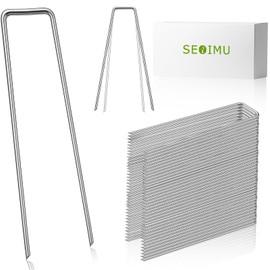 25 Pcs Landscape Staples, 6 Inch Galvanized U-Shaped Pins Stakes, Garden Pins, Lawn & Yard Ground Spikes, Landscaping Fabric Weed Barrier Stakes, Compatible with Garden Cloches