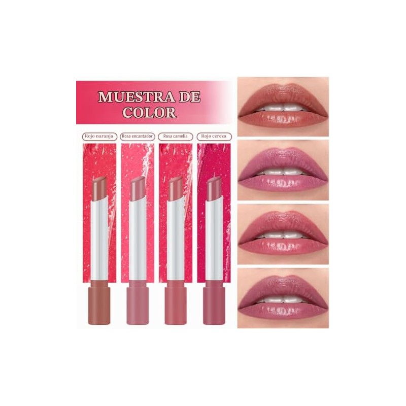 4 PCS Labiales, Balsamo Labial, Labial Hidratante, Mate Lápiz Labials,