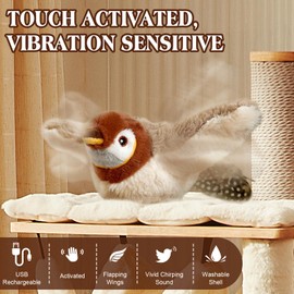 KutaKuta Interattivi Uccellino per Gatti Che Vola - Ricaricabile e Lavabile Uccello Volante per Gatti, Flappy Bird Cat Toy con Catnip, Gioco Gatto Uccellino Che Vola per Gatti Annoiati