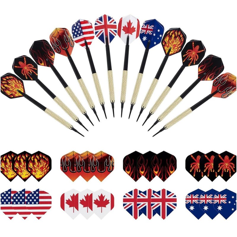 HRLORK 12 Packs Darts Set Plastic Soft Tip Darts Flights