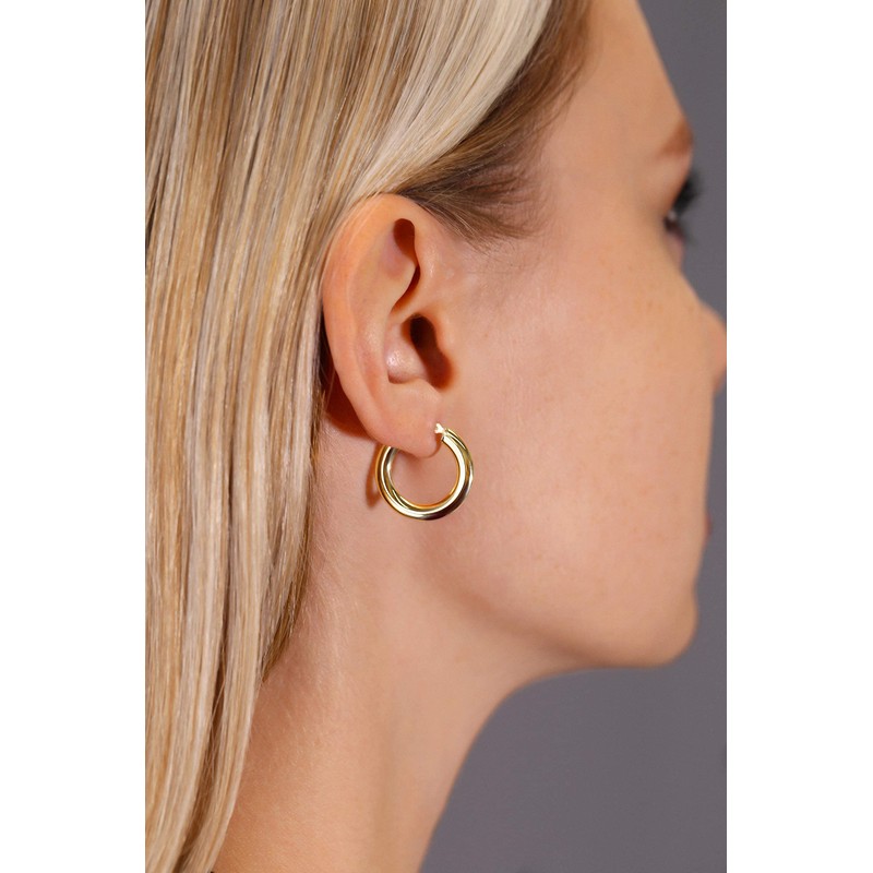 14k Yellow Gold Round Flat Hoop Earrings (20MM)