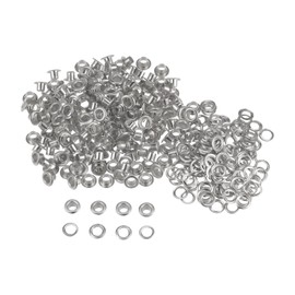 HARFINGTON 200set Grommets Kit Metal Eyelets 4mm 1/6" Hole Tiny Grommet for Shoes Clothes Belt Bag DIY Project, Silver Tone