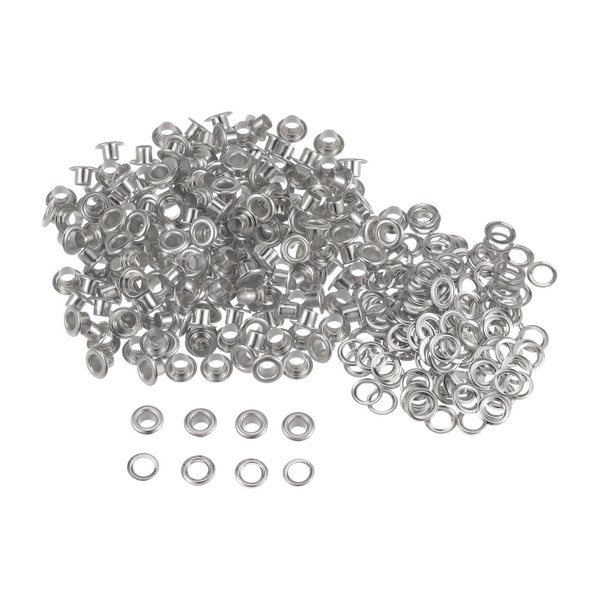 HARFINGTON 200set Grommets Kit Metal Eyelets 4mm 1/6" Hole Tiny