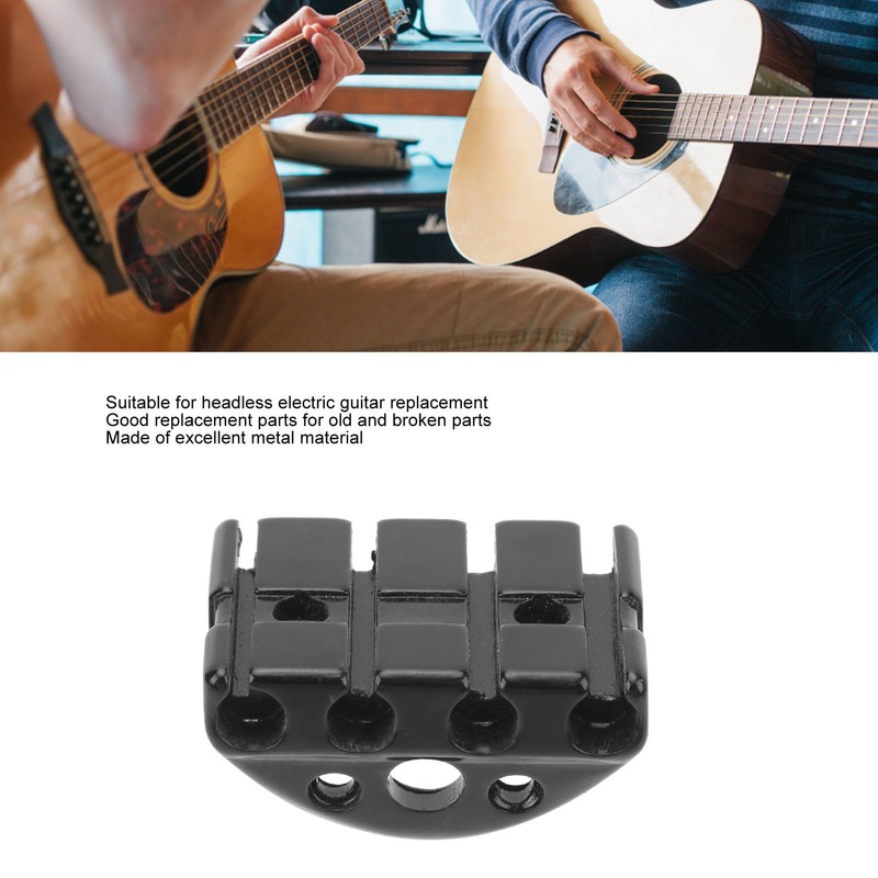 Black Headless 4 Strings Electric Guitar Bridge Metal Corrosion Proof