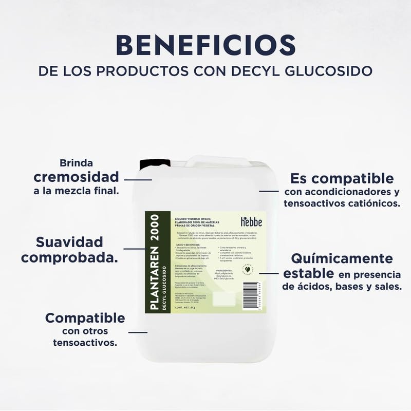 Hebbe - Decil Glucósido, Tensioactivo Suave y Biodegradable para Cosméticos,