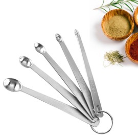 5 Pcs Mini Stainless Steel Measuring Spoons Set,Premium Stainless Steel Measuring Spoon Set of Five,Metal Weighing Stainless Steel Measuring Spoons for Baking, Measuring Tools, Cooking