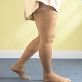 Scholl Softgrip Ultima Class 1 Thigh Support Stockings Hold Ups Natural Medium
