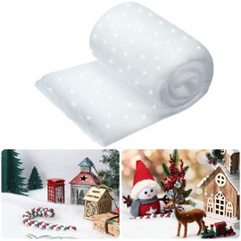 Christmas Snow Blanket Roll Glitter Snow Blanket Fake Snow Blankets for Christmas Village Artificial Snow Carpet Artificial Snow Blanket Fluffy Fake Snow for Xmas Decoration(1 Pack,2.6 x 7.8 Ft)
