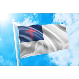 DMSE - Bandera de cristianismo cristiano para bautizo (100% poliéster, 100 D, resistente a los rayos UVA, 3 pies x 5 pies), 2' X 3' Ft Foot, 2' X 3' Ft Foot