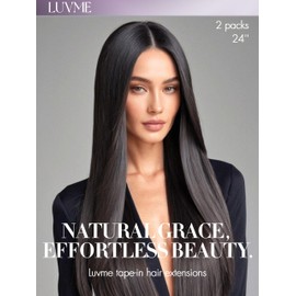LUVME Real Human Hair Tape in Extensions Straight Hair Natural Black 16Inch 25Pcs 50g Double Sided Tape for Skin Weft Black Color Hair Seamless Human Hair