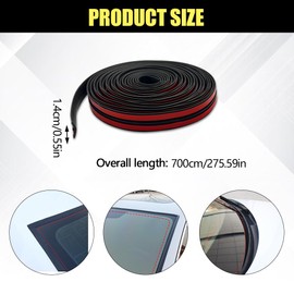 HAOBO 23Ft Windshield Rubber Seal Car Weather Stripping Trim, Car Door Seal Strip, T-Shape Cuttable Auto Windshield Trim Sunroof Seals, Tailgate Adhesive Rubber Strip for Cars Trucks SUVs (14MM*7M)
