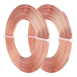BENECREAT 10m (32FT) 3mm Wide Flat Jewelry Craft Wire 18 Gauge Aluminum Wire for Bezel, Sculpting, Armature, Jewelry Making - Copper, 5m/Roll