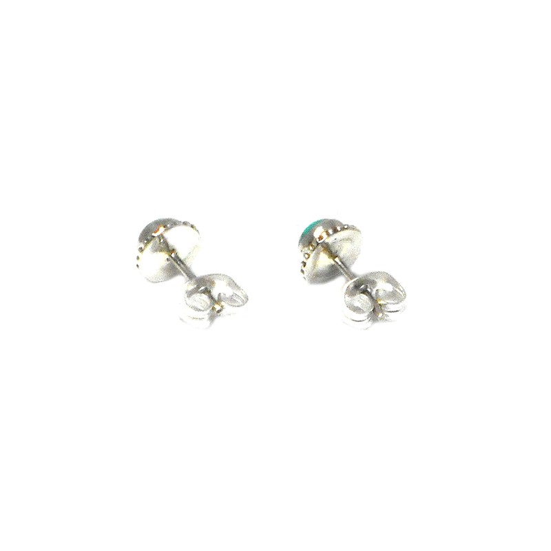 Turquoise Sterling Silver Round Stud Earrings 925 - (TQST1506162), Sterling