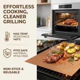 RAINFLOW Copper Grill Mats 5 Pack – Nonstick BBQ Grill Mats for Outdoor Grilling, Reusable Grill Cooking Mats for Gas, Charcoal & Electric Grills, 15.75 x 13 in