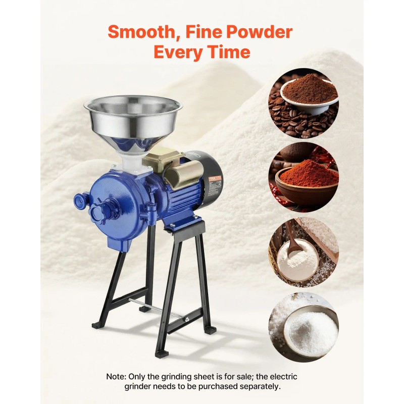 2pcs Electric Grain Mill Grinder with Marble Dry Wet Grinding
