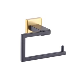 GERZWY SUS 304 Stainless Steel Toilet Paper Holder Paper Towel Dispenser Tissue Roll Hanger Wall Mounted (Black & Gold)