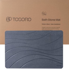 TOSORO - Stone Bath Mat, Diatomaceous Earth Non-Slip Stone Shower Mat - Quick Drying Absorbent Bath Stone Mat - Elegant & Modern Design, Easy to Clean (23.5 x 15 Graphite)